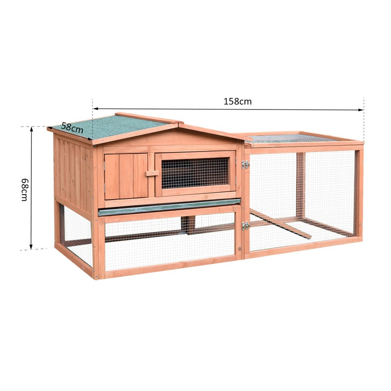 Pawhut 2 Floor Wooden Guinea Pigs Hutches House Bunny Coop Outdoor Garden Backyard, 158L x 58W x 68H cm