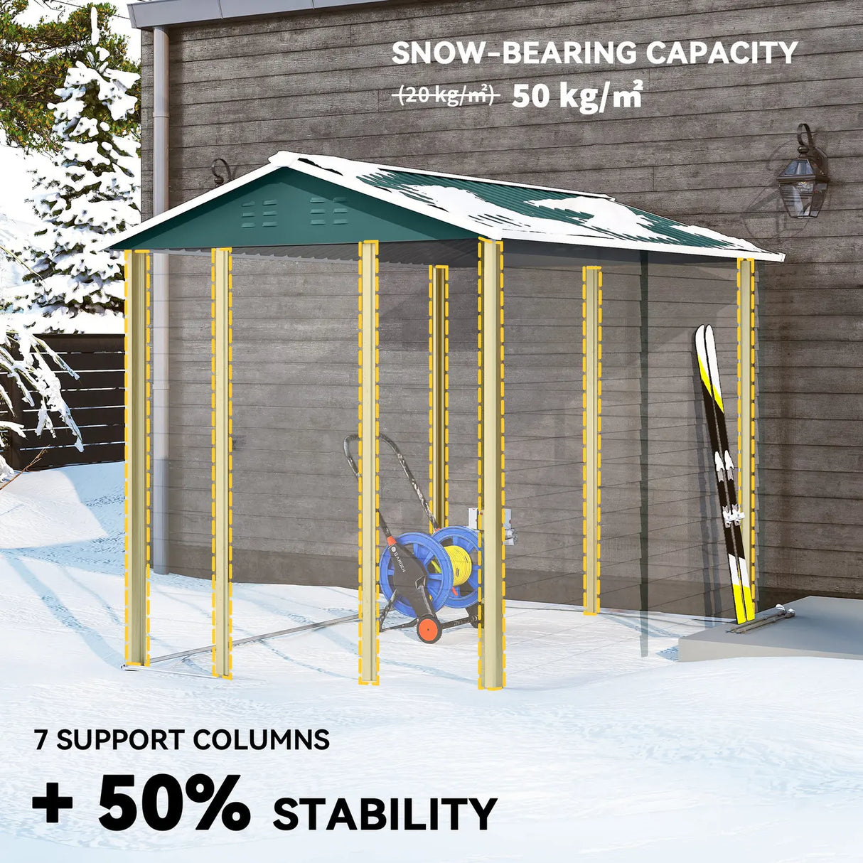 Outsunny 9x 6FT Metal Outdoor Garden Shed, Galvanised Tool Storage Shed w/ Sloped Roof, Lockable Door for Patio Lawn, Green