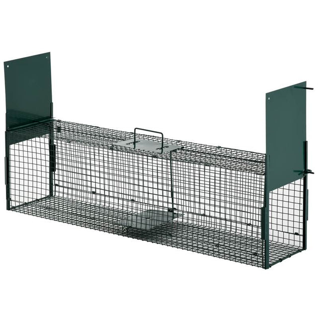 PawHut Two-Door Live Trap for Small Animals, Animal Trap for Rat, Mice - Dark Green