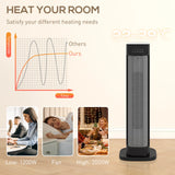 HOMCOM 2000W Ceramic Electric Heater with 3 Heat Settings, Timer - Black