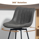 HOMCOM Set of 2 PU Leather Swivel Bar Stools - Grey