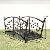 Outsunny 1.2M Metal Garden Bridge with Safety Railings, Outdoor Pond Bridge, Arch Decorative Footbridge for Creek Stream
