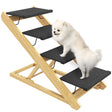 PawHut Adjustable Dog Steps Dog Ramp, 4-Step Non-slip Pet Stairs for Large Sized Dogs, Foldable Dog Stairs for Bed Sofa