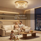 HOMCOM Crystal Chandeliers with 225 Crystal Pendants, 8-Light Ceiling Light for Living Room, Bedroom Dining Room, Gold Tone
