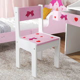 AIYAPLAY Children Study Table and Chair, Kids Desk and Chair Set with Storage, Pull-Out Drawer, for Ages 3-6 Years, Pink