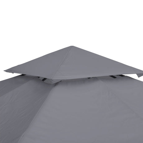 Outsunny 3(m) Gazebo Top Cover Double Tier Canopy Replacement Pavilion Roof Deep Grey