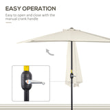 Outsunny 3(m) Half Parasol, Semi Round Umbrella with Metal Frame, Crank Handle for Balcony, Garden, Cream White