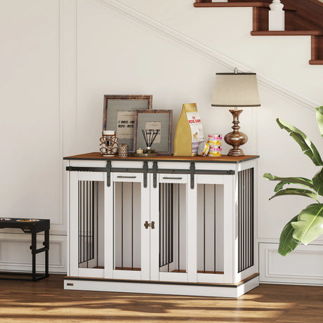 PawHut Dog Crate Furniture for Large Dogs, Double Dog Cage for Small Dogs