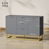 HOMCOM Sideboard with 3 Drawers and Adjustable Shelves for Living Room - Grey