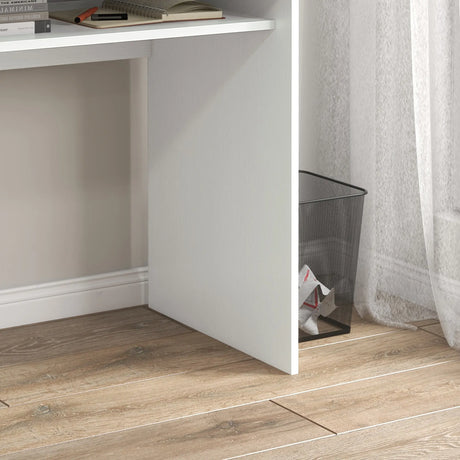 HOMCOM Modern Computer Desk, Home Office Table, Small Writing Desk with Storage Shelf, 90 x 50cm, White Wood Grain