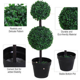 Outsunny Set of 2 Artificial Boxwood Ball Topiary Trees Potted Decorative Plant Outdoor and Indoor Décor (67cm)