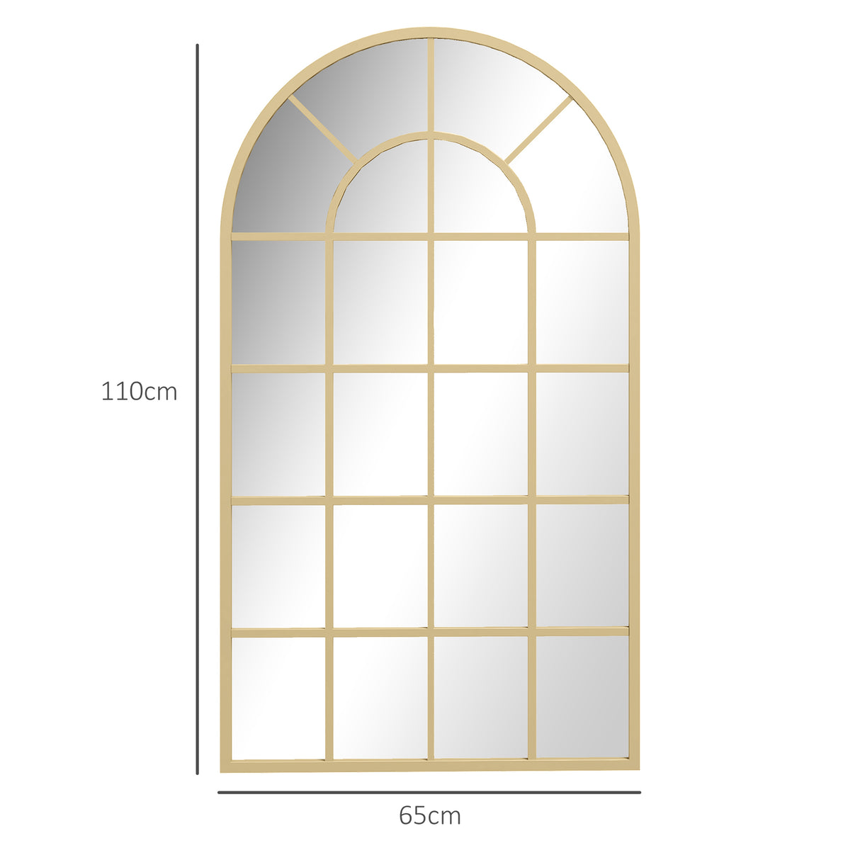 HOMCOM 110 x 65 cm Arched Decorative Wall Mirror for Bedroom Living Room, Modern Window Bathroom Mirror for Home Decor