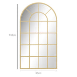 HOMCOM 110 x 65 cm Arched Decorative Wall Mirror for Bedroom Living Room, Modern Window Bathroom Mirror for Home Decor