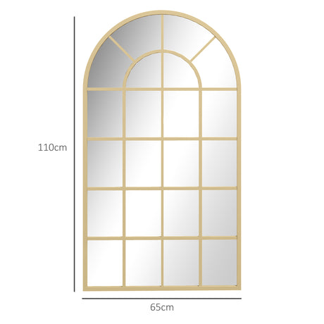 HOMCOM 110 x 65 cm Arched Decorative Wall Mirror for Bedroom Living Room, Modern Window Bathroom Mirror for Home Decor