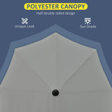 Outsunny 2m Half Parasol Market Umbrella Garden Balcony Parasol with Crank Handle, Base, Double-Sided Canopy, Dark Grey
