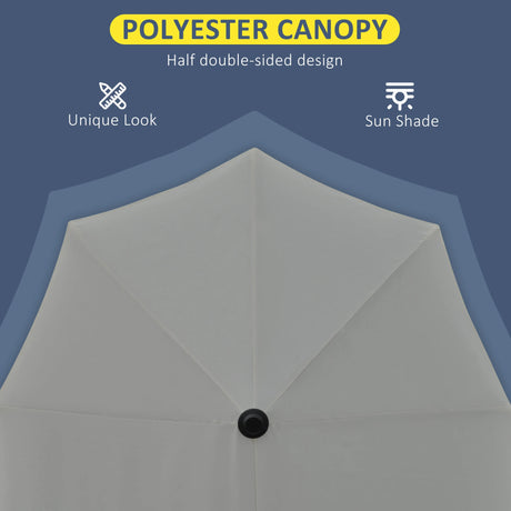 Outsunny 2m Half Parasol Market Umbrella Garden Balcony Parasol with Crank Handle, Base, Double-Sided Canopy, Dark Grey