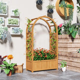 Outsunny Wooden Raised Garden Bed with Trellis, Liner, Drainage Holes, for Vine Climbing Plants, Flowers, 83 x 36 x 145 cm