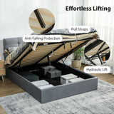 HOMCOM 5ft King Ottoman Bed with Gas Lift Storage - Grey