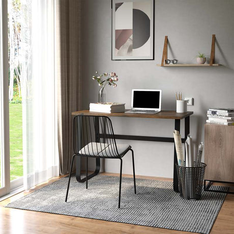 HOMCOM Computer Desk, Small Home Office Desk, Industrial Study Workstation with Metal Frame, 115 x 58 x 74.5cm, Rustic Brown and Black