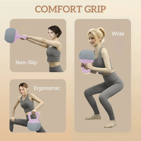 SPORTNOW 12KG Soft Kettlebell, Kettlebell with Non-Slip Handle for Home Gym, Weight Lifting, Strength Training, Purple/Grey