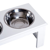 PawHut Raised Dog Feeding Bowls with Stand, Stainless Steel for Medium Dog, 58L x 31W x 25H cm - Grey