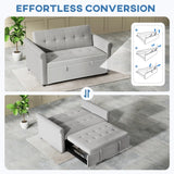 HOMCOM Two-Seater Velvet-Feel Sofa Bed - Grey