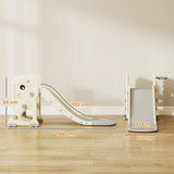 AIYAPLAY 3 in 1 Kids Slide with Climber, Basketball Hoop and Ball, Foldable Indoor Toddler Slide for Ages 2-5, Cream White