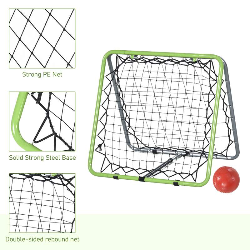 HOMCOM Football Training Net, Soccer Kickback Target Goal Both Side Rebounder Net, Adjustable Angle Goal Training Set for Kids and Children to Practice in Playground, Backyard