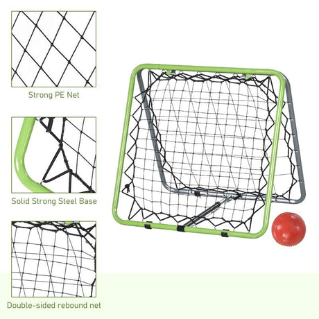 HOMCOM Football Training Net, Soccer Kickback Target Goal Both Side Rebounder Net, Adjustable Angle Goal Training Set for Kids and Children to Practice in Playground, Backyard