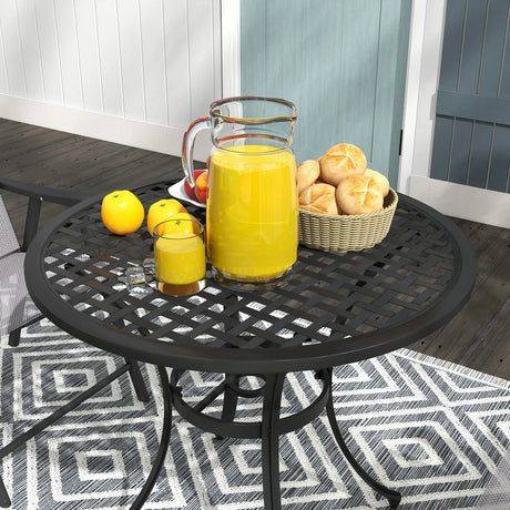 Outsunny Round Aluminium Table, with 50mm Parasol Hole