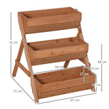 Outsunny 3 Tier Raised Garden Bed Wooden Elevated Planter Box Kit, 66L for Flower, Vegetable, Herb, 65x75x78cm, Brown