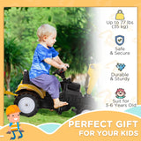 HOMCOM Kids Ride-On Construction Car, with Horn and Detachable Trailer - Yellow