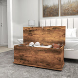 HOMCOM Storage Chest, Large 113L Blanket Box, Shoe Bench with Safety Hinged Lid, Storage Trunk, Bed End Bench for Bedroom, Hallway, Living room, Playroom, 100 x 40 x 40cm, Rustic Brown