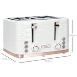 HOMCOM Four-Slice Rippled Toaster - White