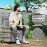 Outsunny 145 Reclining Rattan Armchair, with Footrest - Mixed Grey/Grey