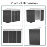 Outsunny 7.6 x 4.3ft Garden Storage Shed with Lockable Sliding Doors and Ventilation, Metal Garden Tool Storage House, Dark Grey