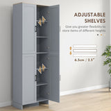 HOMCOM Freestanding Kitchen Cupboard, 4-Door Storage Cabinet Organizer with Adjustable Shelves Grey