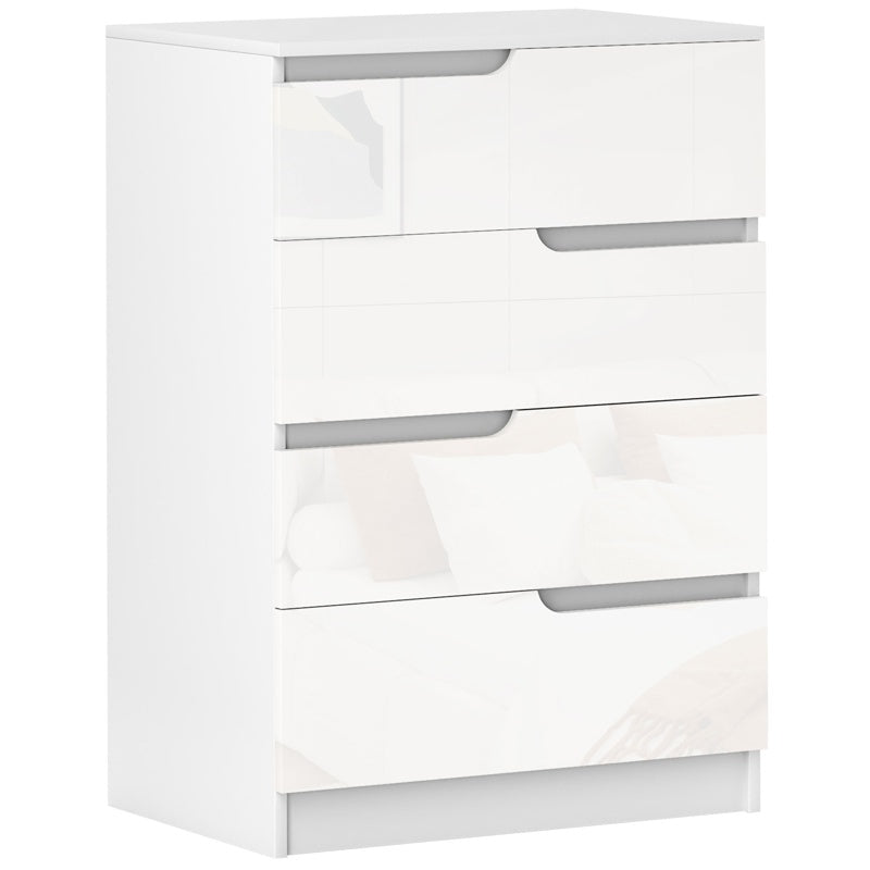 HOMCOM 4 Drawer Chest of Drawers, Modern Dresser for Bedroom, Living Room, 60 x 40 x 85cm, White