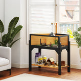 PawHut Wooden Tortoise House with Storage Shelf, Clear Observation Windows, Lamp Holder, Openable Top, Built-in Tray, Yellow