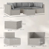 Outsunny Seven-Piece Modular Rattan Set - Grey