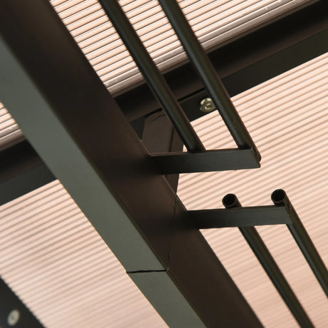 Outsunny 3 x 4m Hardtop Gazebo Canopy with Polycarbonate Roof, Aluminium Frame, Permanent Pavilion Garden Gazebo with Netting and Curtains - Grey