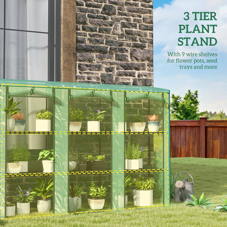 Outsunny 46 x 215cm Nine-Shelf Greenhouse - Green