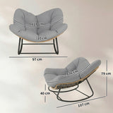 Outsunny Indoor Outdoor Rocking Chair, Oversized Rocking Egg Chair with Cushion for Living Room, Garden, Patio, Light Grey