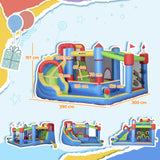 Outsunny 6 in 1 Kids Bouncy Castle, with Water Slide, Water Gun, Climbing Wall, Air Blower for Indoors/Outdoors, 3.9 x 3 x 2m