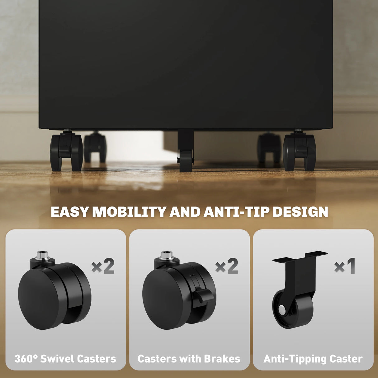 Vinsetto Three-Drawer Steel Filing Cabinet - Black