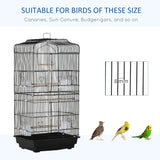 PawHut Large Metal Bird Cage with Stand, Perches, Food Bowls, Swing, for Budgies, Parakeets, Black