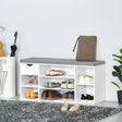 HOMCOM Shoe Storage Bench with Cushion - White