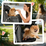 PawHut Dog Pram, Pet Stroller with Reflective Strips, Foldable Cat Stroller with 360 Swivel Wheels, Dark Grey