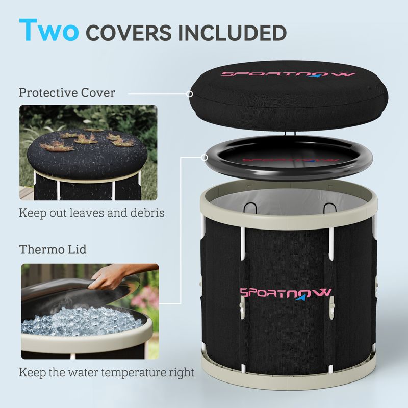 SPORTNOW 210L Outdoor Ice Bath Tub, with Lid, Cover, Carry Bag, Black