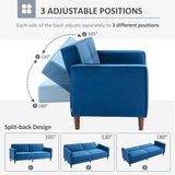 HOMCOM Velvet-Feel Three-Seater Sofa Bed - Blue